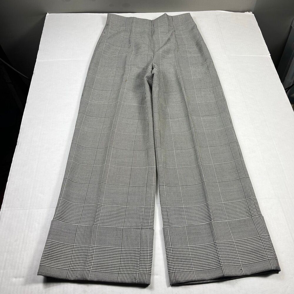 Zara Wide Leg Pants in Black and White Glen Plaid